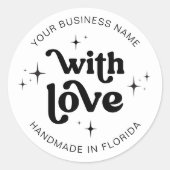 Retro Groovy Handgemaakt met Love Business Label (Voorkant)