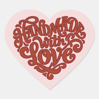 Retro Groovy Handmade With Love Small Business Hart Sticker