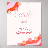 Retro groovy Hart Valentijn kaart & geschenken tek Poster (Voorkant)