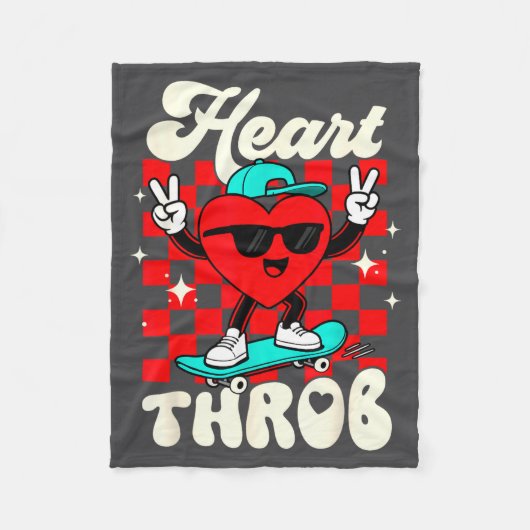 Retro Groovy Heart Throb Valentines Day Toddlers B Fleece Deken (Voorkant)