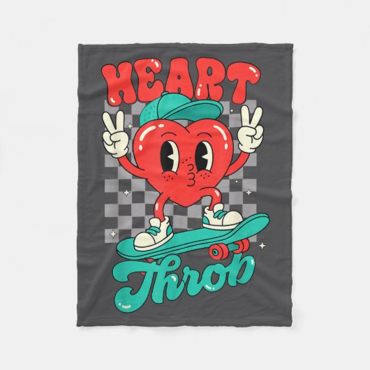 Retro Groovy Heart Throb Valentines Day Toddlers B Fleece Deken (Voorkant)