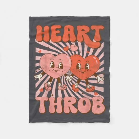 Retro Groovy Heart Throb Valentines Day Toddlers B Fleece Deken (Voorkant)
