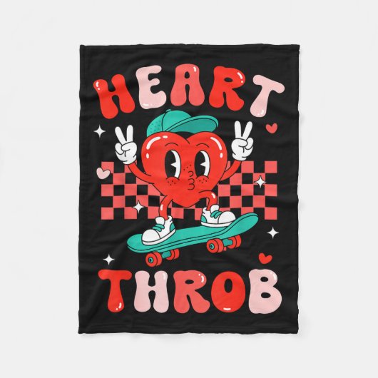 Retro Groovy Heart Throb Valentines Day Toddlers B Fleece Deken (Voorkant)