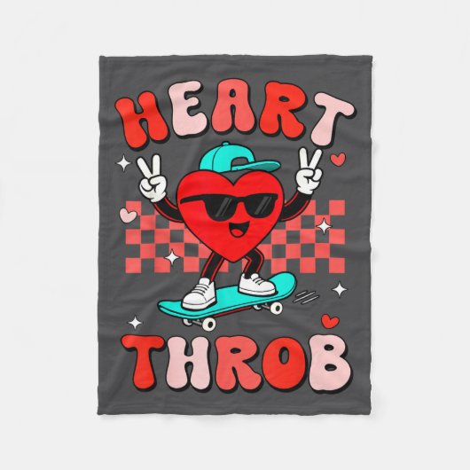 Retro Groovy Heart Throb Valentines Day Toddlers B Fleece Deken (Voorkant)