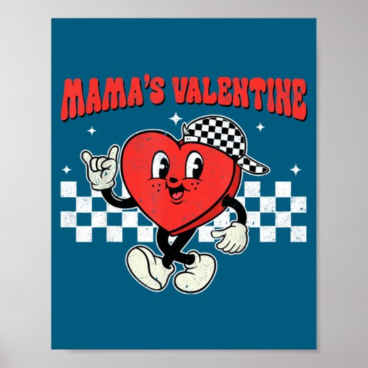 Retro Groovy Heart Throb Valentines Day Toddlers B Poster (Voorkant)