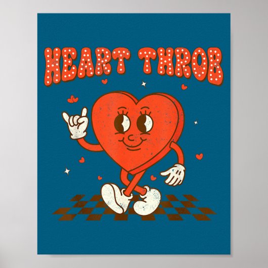 Retro Groovy Heart Throb Valentines Day Toddlers B Poster (Voorkant)