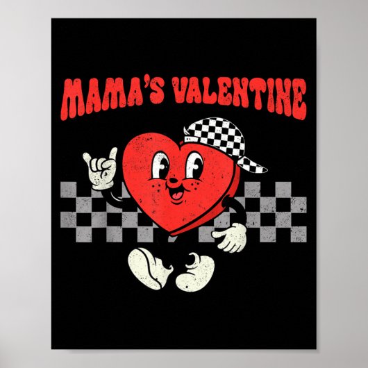 Retro Groovy Heart Throb Valentines Day Toddlers B Poster (Voorkant)