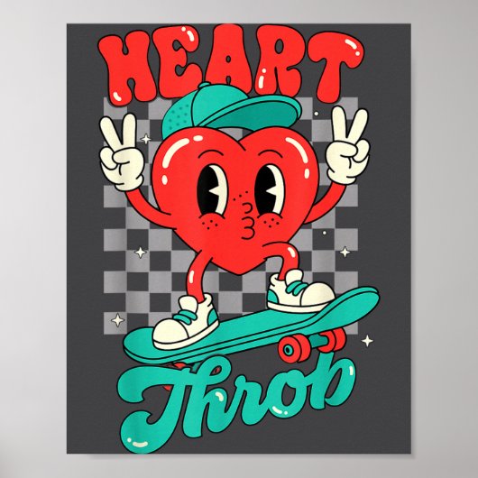 Retro Groovy Heart Throb Valentines Day Toddlers B Poster (Voorkant)