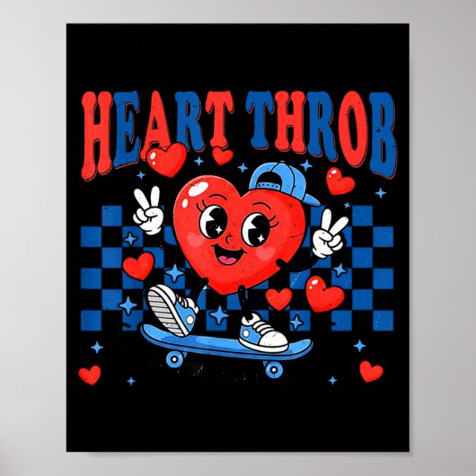 Retro Groovy Heart Throb Valentines Day Toddlers B Poster (Voorkant)
