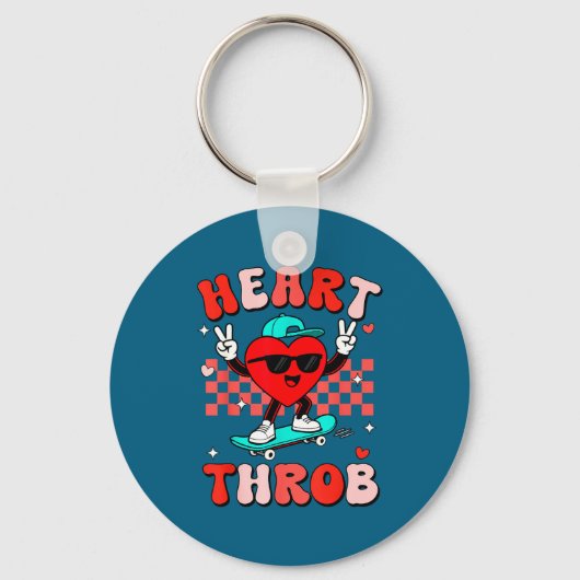 Retro Groovy Heart Throb Valentines Day Toddlers B Sleutelhanger (Voorkant)