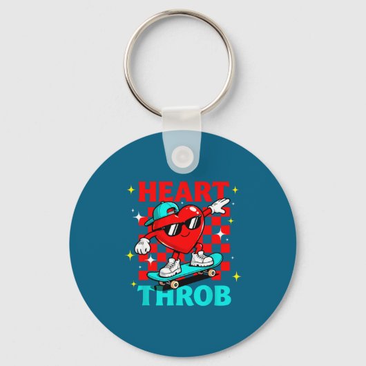 Retro Groovy Heart Throb Valentines Day Toddlers B Sleutelhanger (Voorkant)