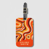 Retro Groovy Helder Sinaasappel Bold Boho Bagagelabel (Voorkant (verticaal))