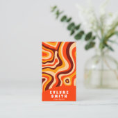 Retro Groovy Helder Sinaasappel QR Code Bold Boho Visitekaartje (Staand voorkant)