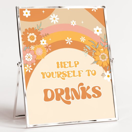 Retro groovy helpt jezelf bij het drinken poster