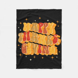 Retro Groovy Herfst Dankbare Vibes Happy Thanksgiv Fleece Deken