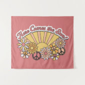 Retro Groovy | Hier komt de afbeelding van de zon Wandkleed (Voorkant (horizontaal))