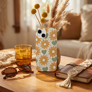 Retro Groovy Hippie Bloemen & Harten Custom Moeder Case-Mate iPhone 14 Hoesje