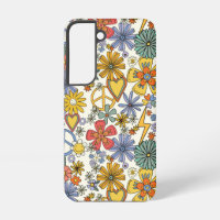 Retro Groovy Hippie Bloemen Harten