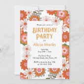 Retro Groovy Hippie Flora & Blad Kleurrijke Verjaa Kaart (Voorkant)