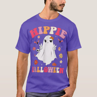 Retro Groovy Hippie Halloween Spooky Season Autumn T-shirt