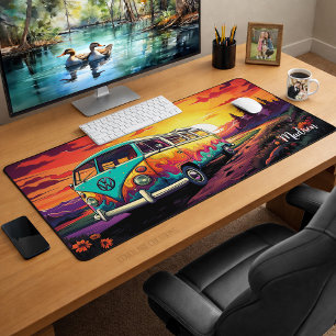 Retro  Groovy Hippie Travel Van Bureaumat