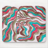 Retro Groovy Hot Roze Bourgondië Wavy Script Naam Muismat (Voorkant)