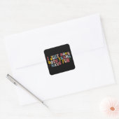 Retro Groovy Ik hoop dat beide teams plezier hebbe Vierkante Sticker (Envelop)