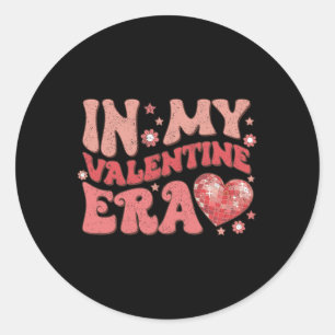 Retro Groovy In Mijn Valentijn Tijdperk Valentijns Ronde Sticker