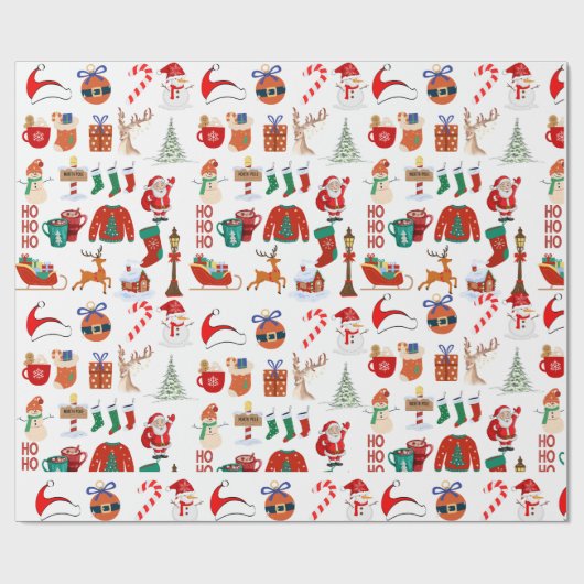 Retro Groovy  jaren 70 60 kerstpatroon Cadeaupapier (Vlak)