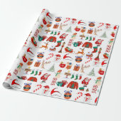 Retro Groovy  jaren 70 60 kerstpatroon Cadeaupapier (Uitgerold)