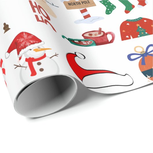 Retro Groovy jaren 70 60 kerstpatroon Cadeaupapier (Rol Hoek)