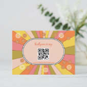 Retro Groovy jaren 70 thema gedempte kleuren trouw RSVP Kaartje (Staand voorkant)