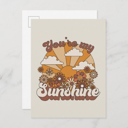 Retro Groovy | Jij bent mijn Sunshine Briefkaart (Voorkant / Achterkant)