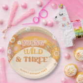 Retro groovy jonge wild en drie jaar oud papieren bordje (Feest)