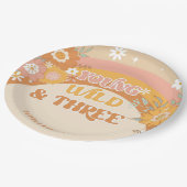 Retro groovy jonge wild en drie jaar oud papieren bordje (Gekanteld)
