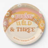 Retro groovy jonge wild en drie jaar oud papieren bordje (Voorkant)