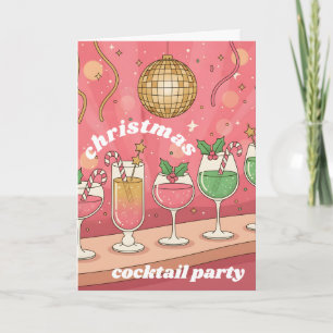 Retro Groovy Kerst Cocktail Feestje Feestdagen Kaart