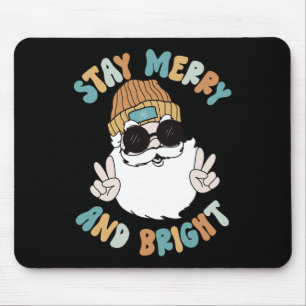 Retro Groovy Kerst Vrolijk verblijf Bright Santa C Muismat