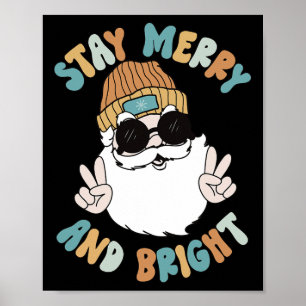 Retro Groovy Kerst Vrolijk verblijf Bright Santa C Poster