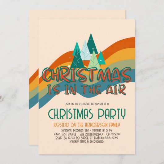 Retro Groovy-kerstfeestdag Kaart (Voorkant / Achterkant)