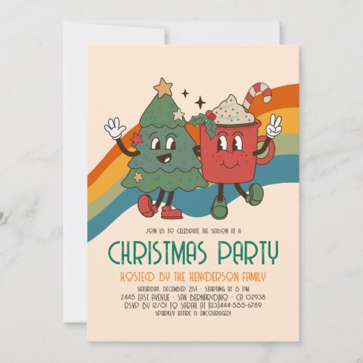 Retro Groovy-kerstfeestdag Kaart (Voorkant)