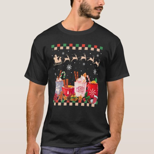 Retro Groovy-kerstkoffee Hot Cocoa Winter Coz T-shirt (Voorkant)