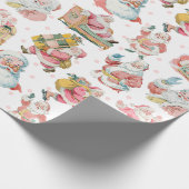 Retro Groovy Kerstman Thema Kerst Cadeaupapier (Hoek)