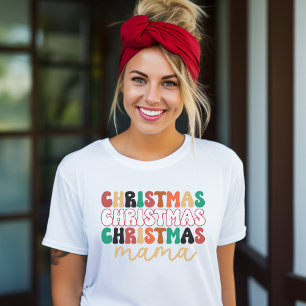 Retro Groovy Kerstmis Mama T-shirt