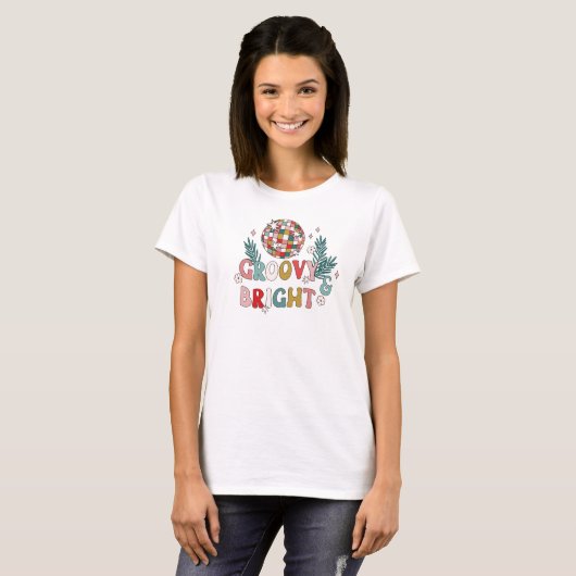 Retro Groovy Kerstmis T-shirt (Voorkant volledig)