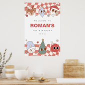 Retro Groovy Kerstmis Verjaardag Welkomstbord Poster (Keuken)