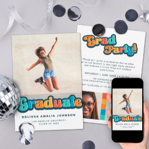 Retro groovy kleur 3 foto Afstudeerder Feest infor Kaart