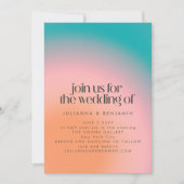 Retro Groovy kleurrijk Blauwgroen roze Oranje huwe Kaart (Voorkant)