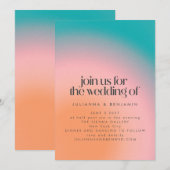 Retro Groovy kleurrijk Blauwgroen roze Oranje huwe Kaart (Voorkant / Achterkant)