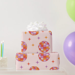 Retro Groovy Kleurrijk Disco Ballen Patroon Cadeaupapier